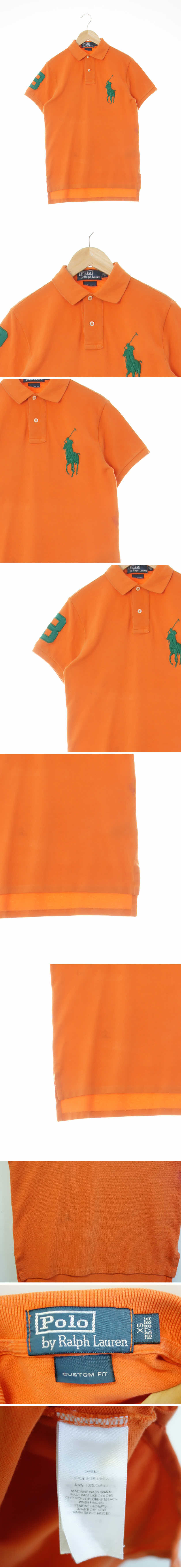 폴로 커스텀핏빅포니자수반팔카라티 폴로 오렌지 면 커스텀핏빅포니자수반팔카라티