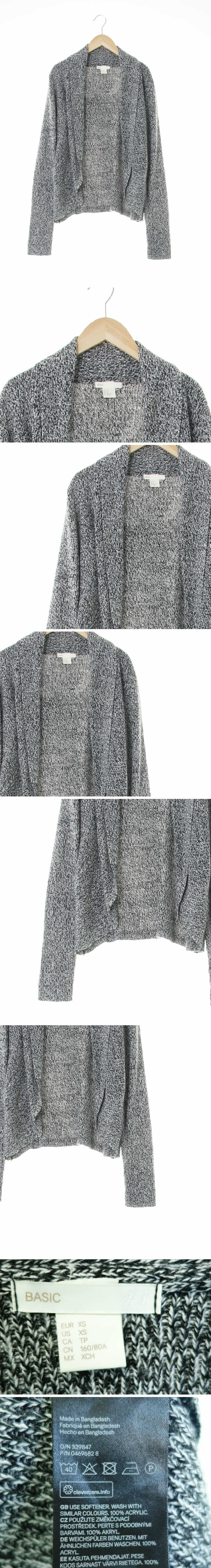 h&m 오픈형숄카라니트가디건 h&m 블랙 오픈형숄카라니트가디건