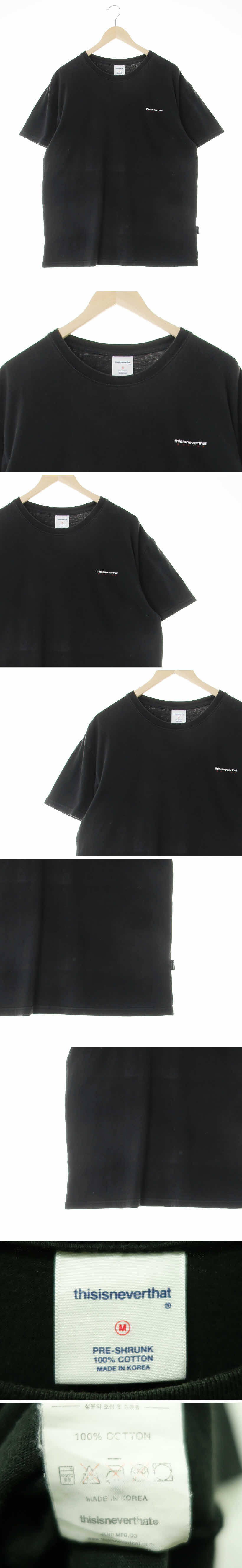 디스이즈네버댓 블랙 프린팅 면 라운드반팔티