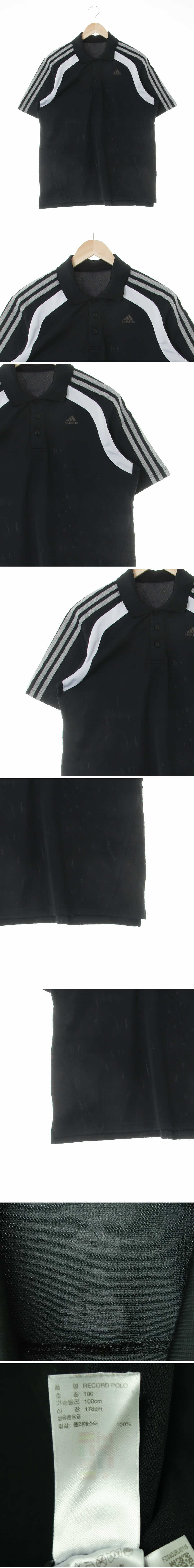아디다스 블랙 삼선테이핑투톤반소매피케티