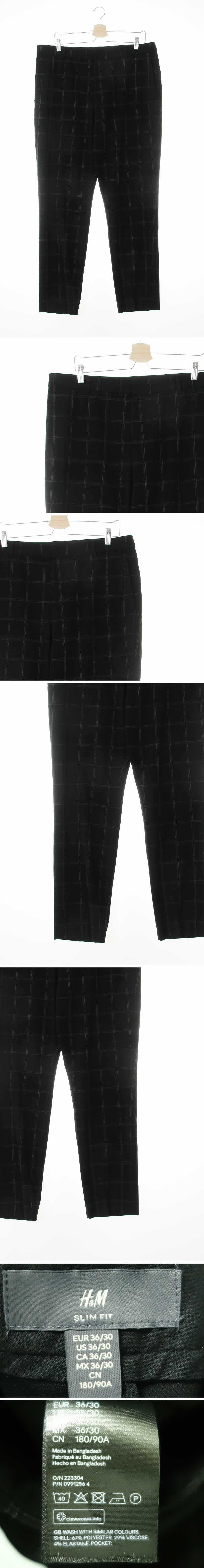 h&m 슬랙스 h&m 블랙 더블라인빅체크 비스코스혼방 슬랙스