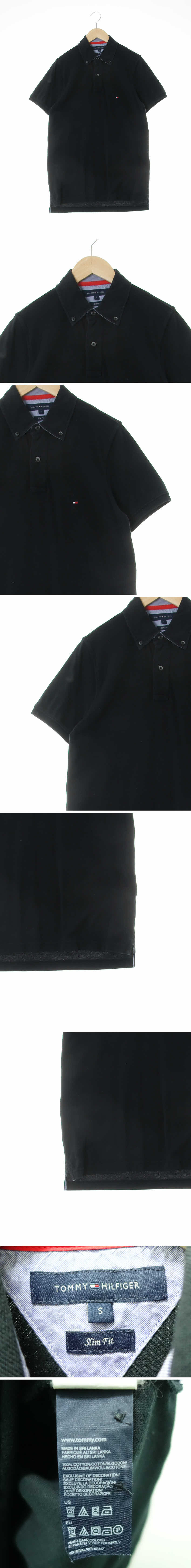 타미힐피거 슬림핏자수로고반소매피케티 타미힐피거 블랙 면 슬림핏자수로고반소매피케티