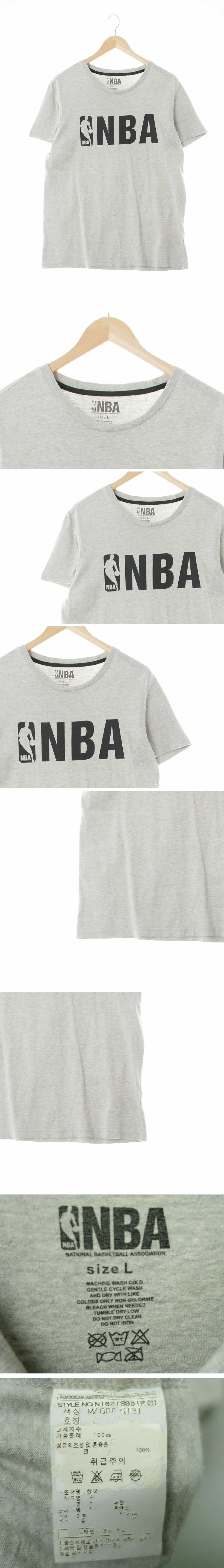 NBA 라운드로고반팔티 NBA 멜란지그레이 프린팅 면 라운드로고반팔티