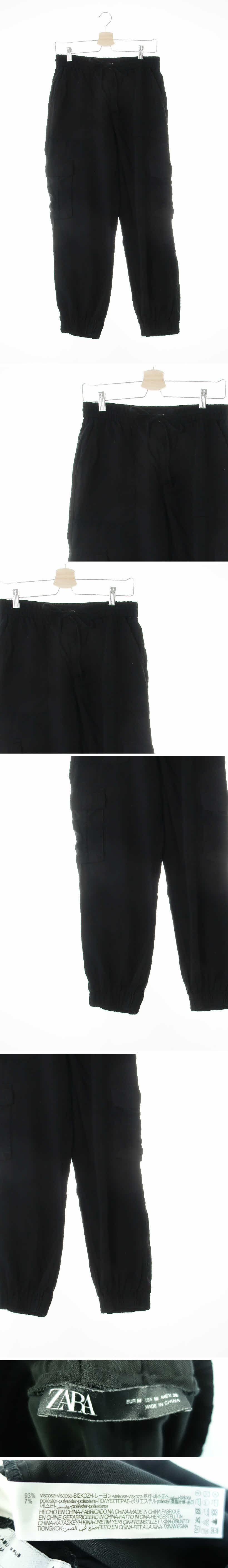 자라 블랙 비스코스혼방 라이트건빵조거팬츠