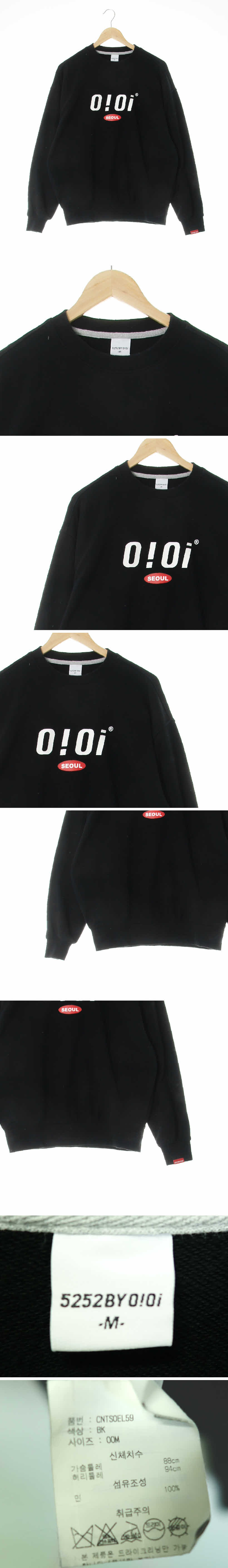oioi 크루넥맨투맨 oioi 블랙 프린팅 면 크루넥맨투맨
