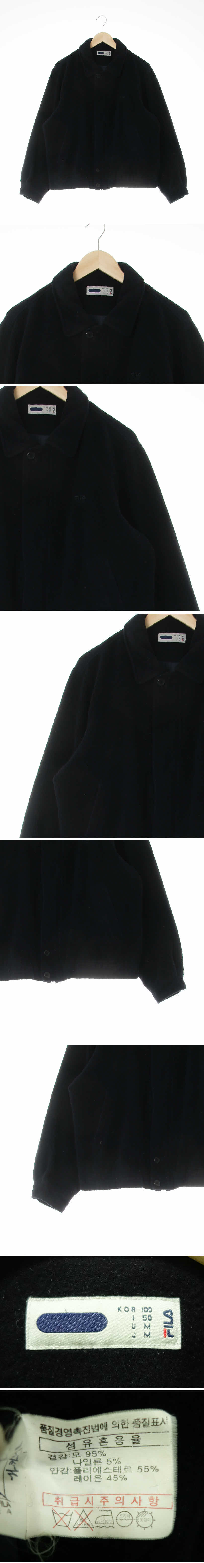 필라 카라모직점퍼 필라 네이비 울혼방 카라모직점퍼