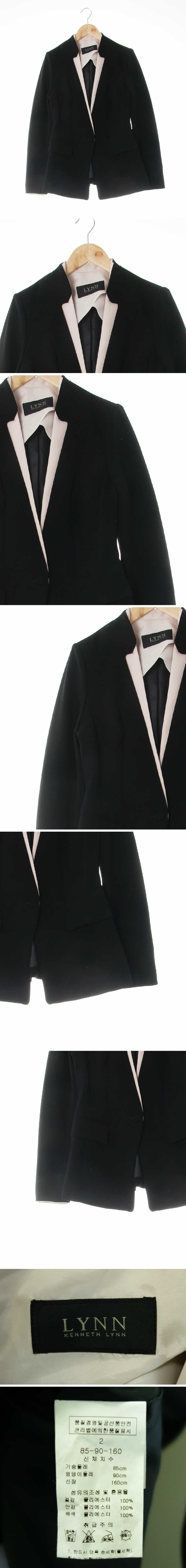린 노카라배색절개원버튼블레이저 린 블랙 노카라배색절개원버튼블레이저