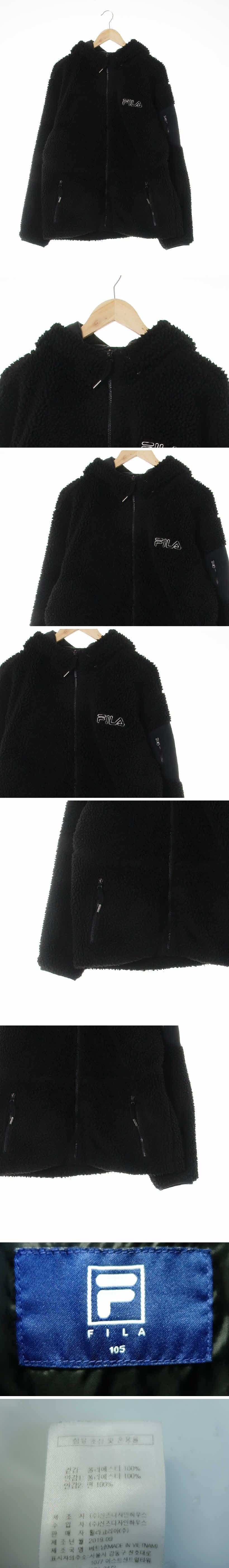 필라 가슴로고부클후드자켓 필라 블랙 가슴로고부클후드자켓