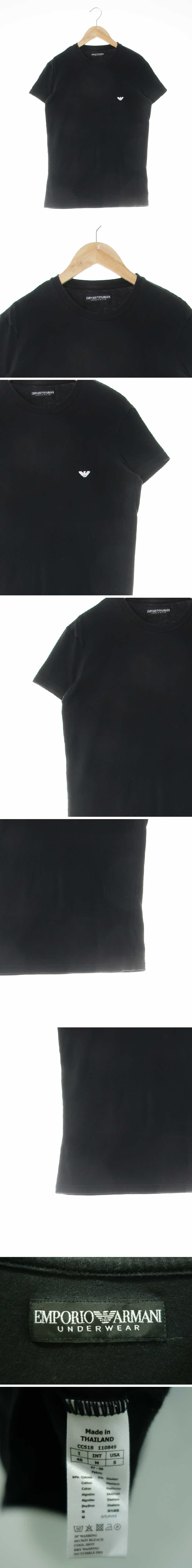 엠포리오아르마니 시그니처로고라운드반팔티 엠포리오아르마니 블랙 면혼방 시그니처로고라운드반팔티