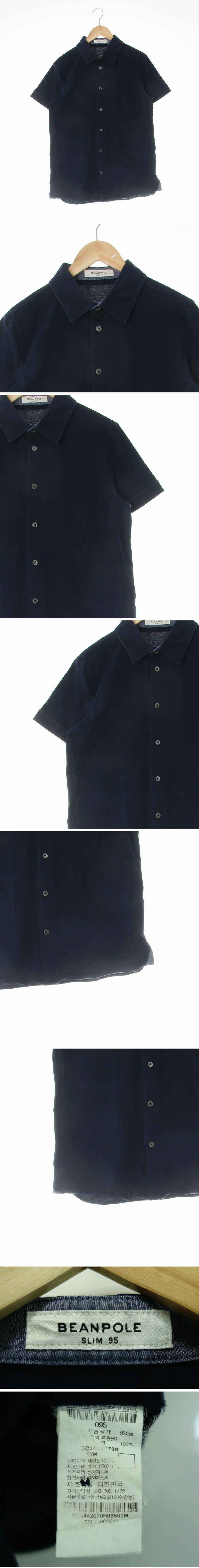 빈폴 슬림핏반소매카브라셔츠 빈폴 네이비 면 슬림핏반소매카브라셔츠