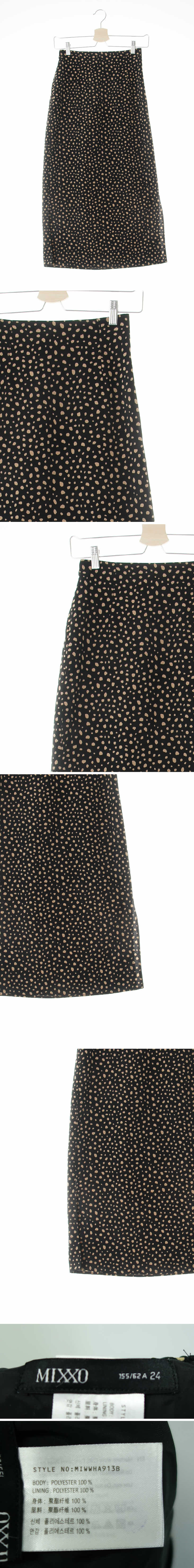 mixxo 슬림롱스커트 mixxo 블랙베이지 기하학도트패턴 슬림롱스커트