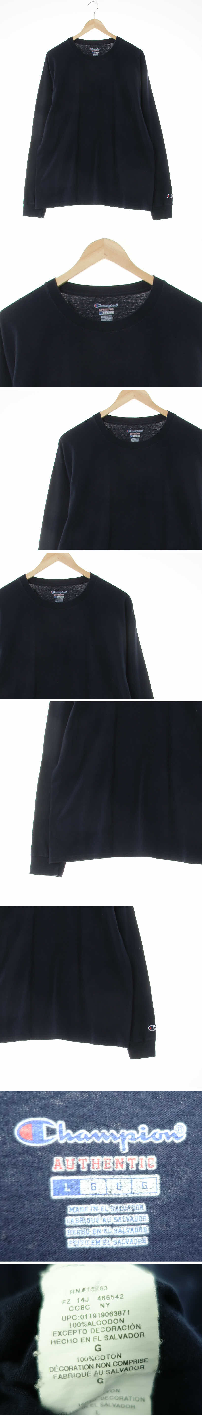 챔피언 라운드긴팔티 챔피언 네이비 면 라운드긴팔티