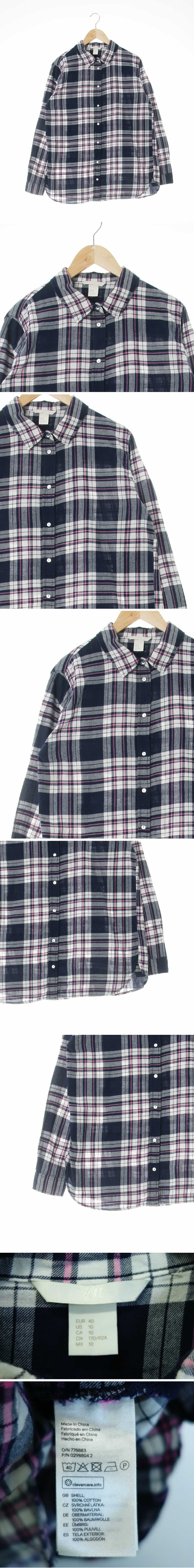 h&m 웜긴팔셔츠 h&m 네이비 체크 플란넬 웜긴팔셔츠