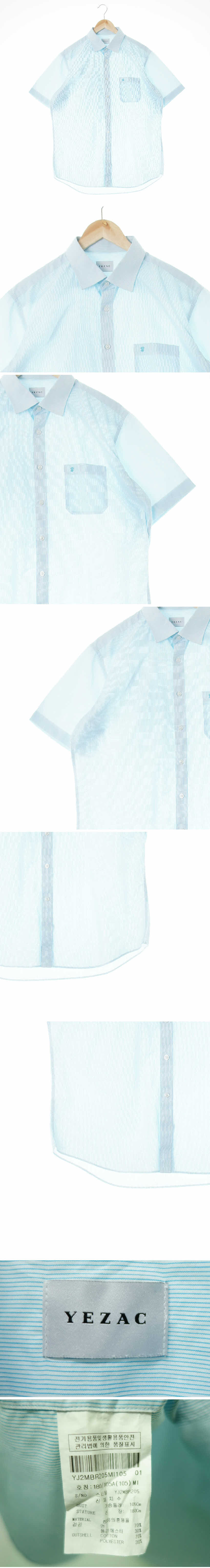 예작 반소매셔츠 예작 스카이블루 스트라이프 면혼방 반소매셔츠