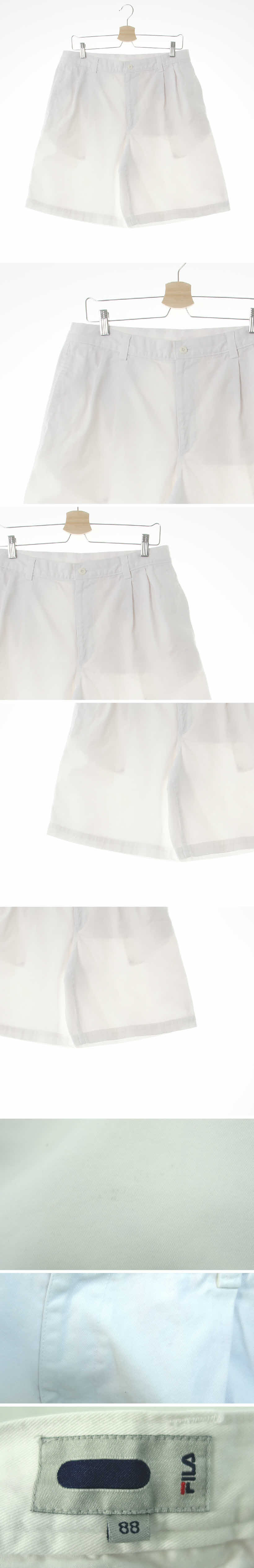 필라 투탑치노하프팬츠 필라 화이트 면 투탑치노하프팬츠