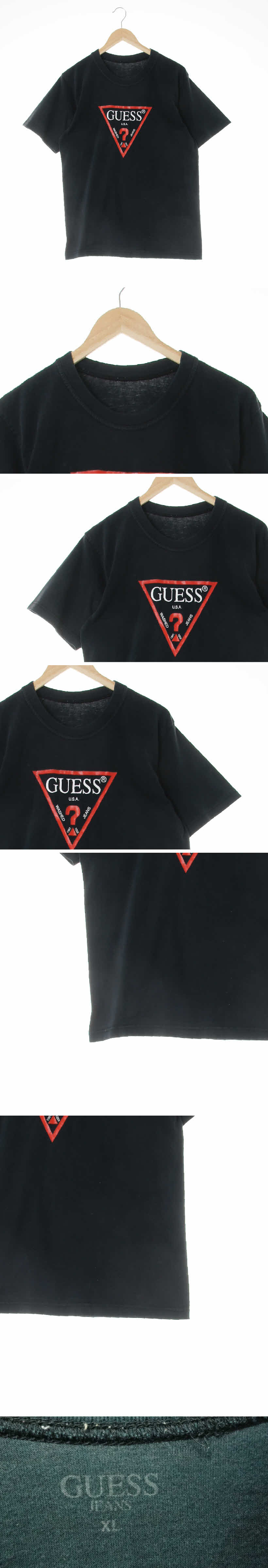 Guess 빅로고반팔티 Guess 블랙 프린팅 면혼방 빅로고반팔티