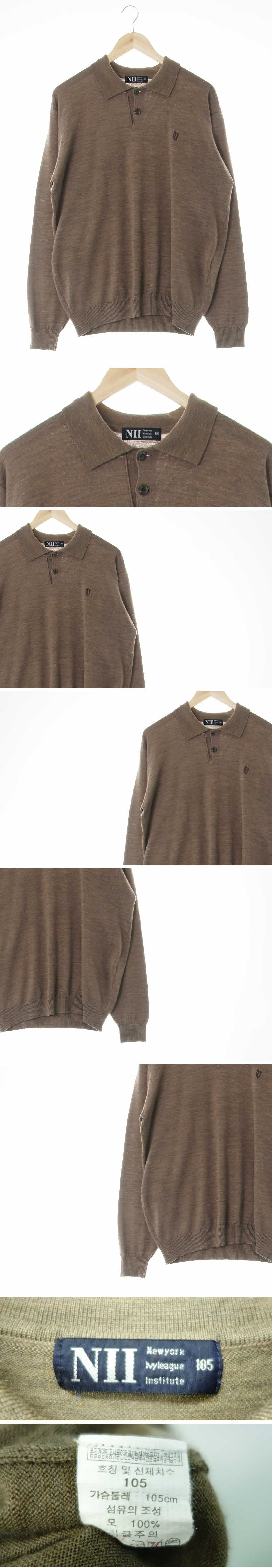 nii 카라니트긴팔티 nii 카키브라운 울 카라니트긴팔티