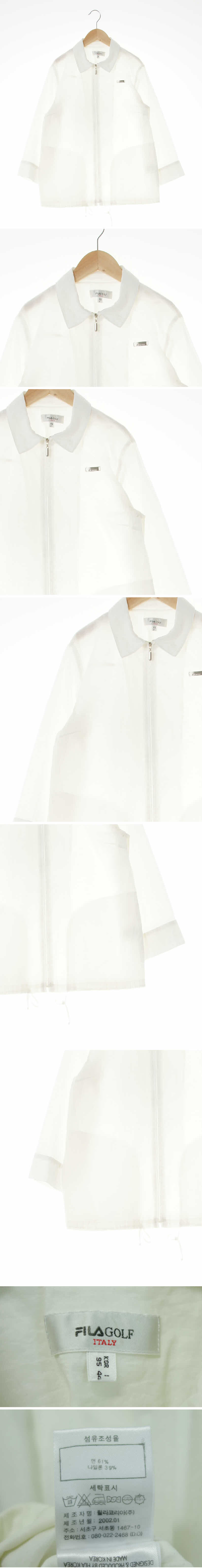 휠라골프 7부바스락카라집업재킷 휠라골프 화이트 면혼방 7부바스락카라집업재킷