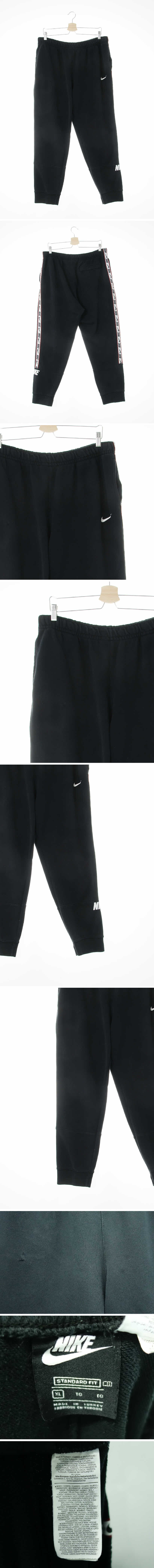 나이키 블랙 면혼방 사이드로고테이핑조거팬츠