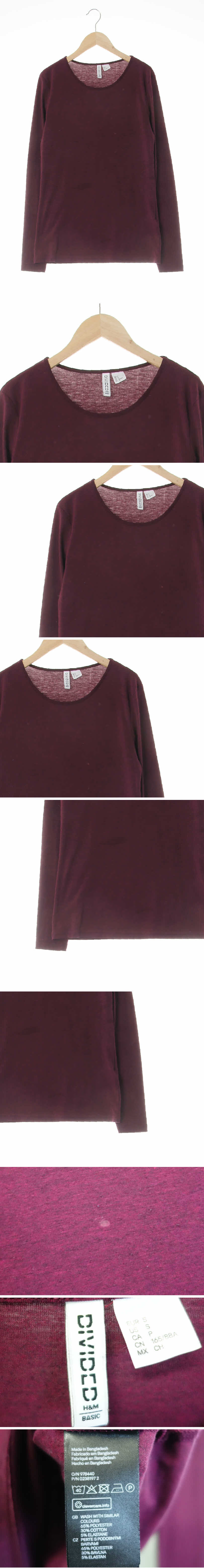 h&m 라운드긴팔티 h&m 멜란지자주 면혼방 라운드긴팔티