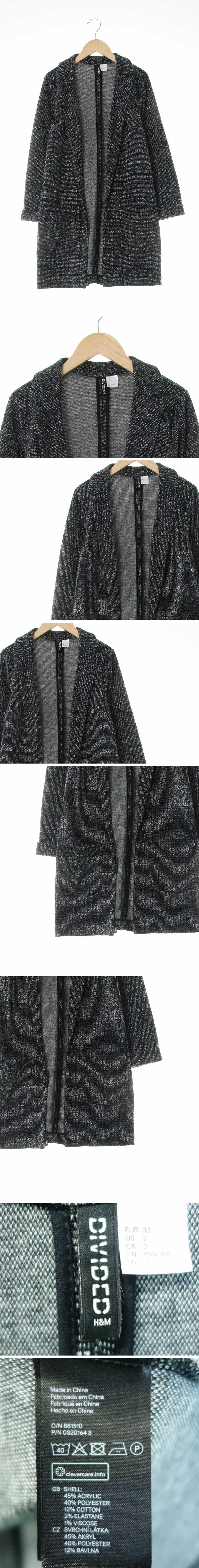 h&m 보카시오픈형자켓 h&m 블랙다크그레이 면혼방 보카시오픈형자켓