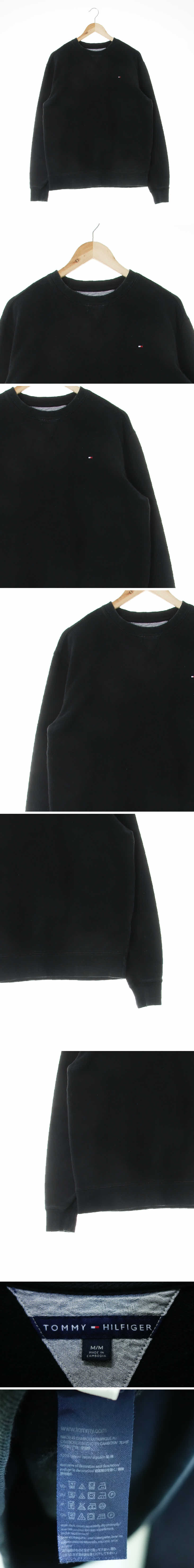 타미힐피거 자수로고크루넥맨투맨 타미힐피거 블랙 면 자수로고크루넥맨투맨