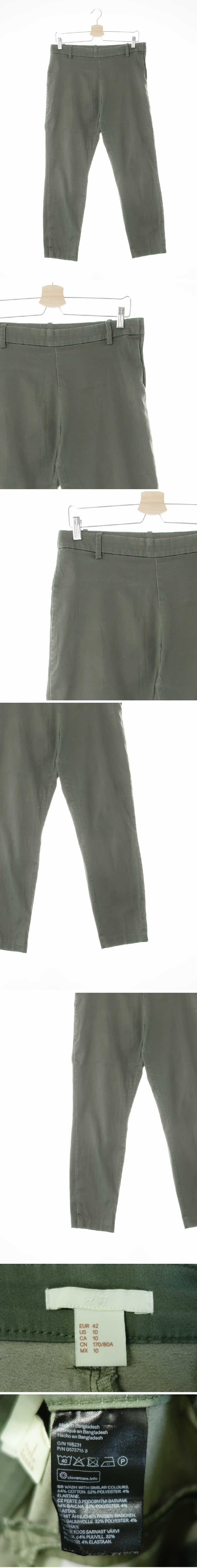 h&m 스트레치슬릿팬츠 h&m 카키 면혼방 스트레치슬릿팬츠