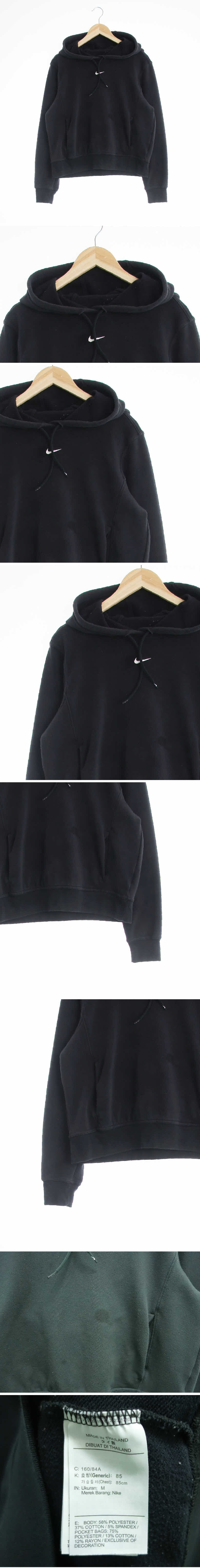 나이키 센터로고크롭후드티 나이키 블랙 프린팅 면혼방 센터로고크롭후드티