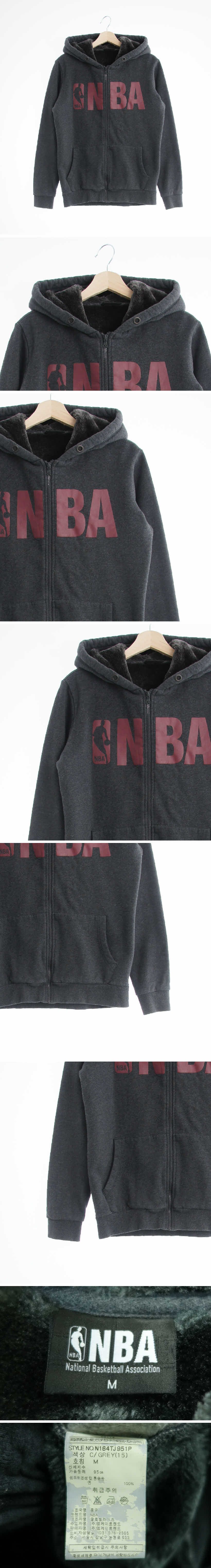 NBA 빅텍스트로고후드점퍼 NBA 차콜 프린팅 면 빅텍스트로고후드점퍼