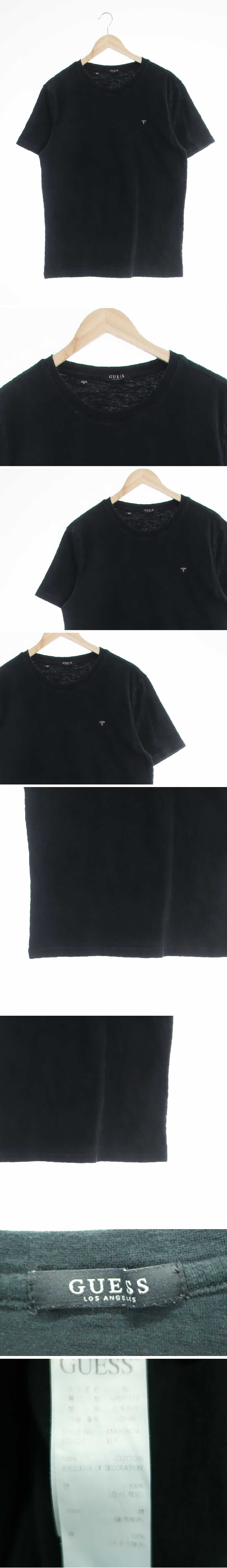 Guess 스몰로고라운드넥반팔티 Guess 블랙 면 스몰로고라운드넥반팔티