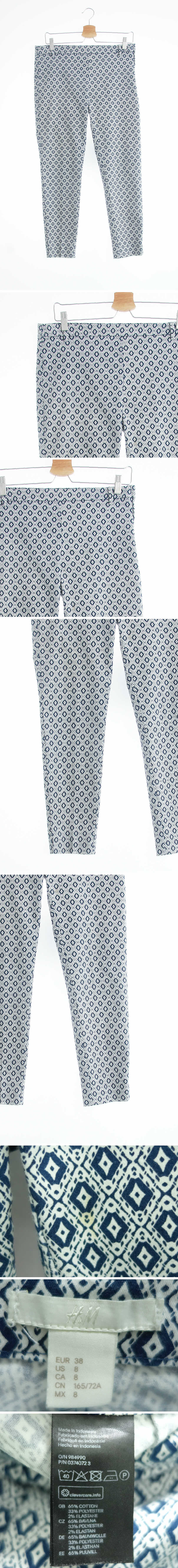 h&m 보헤미안팬츠 h&m 잉크네이비본화이트 지오메트릭다이아몬드 면혼방 보헤미안팬츠