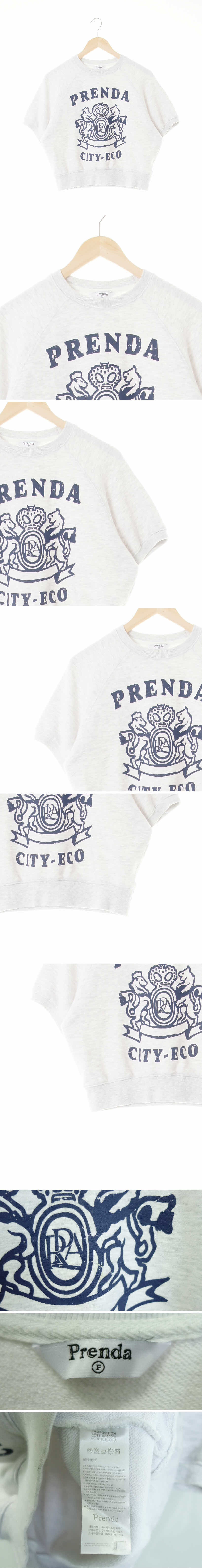 prenda 멜란지화이트 프린팅 면 씨티에코나그랑반팔맨투맨