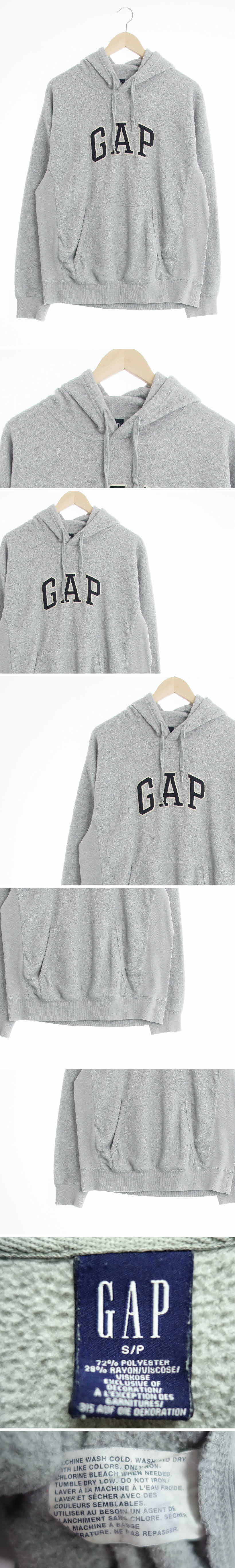 gap 빅패치로고후드티 gap 그레이 면혼방 빅패치로고후드티
