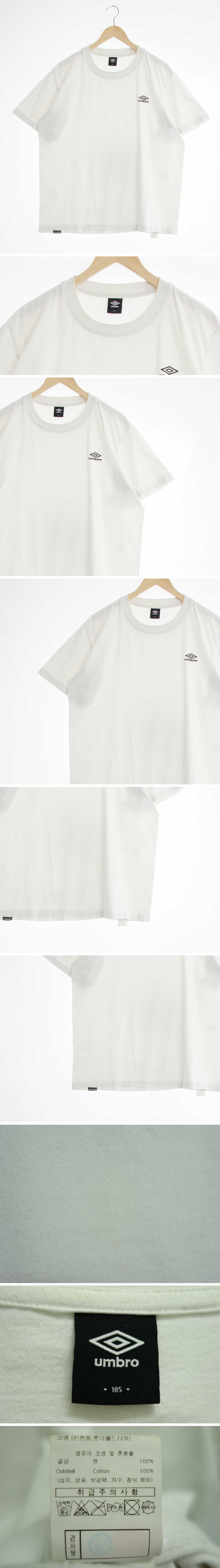 엄브로 화이트 면 레귤러핏라운드반팔티