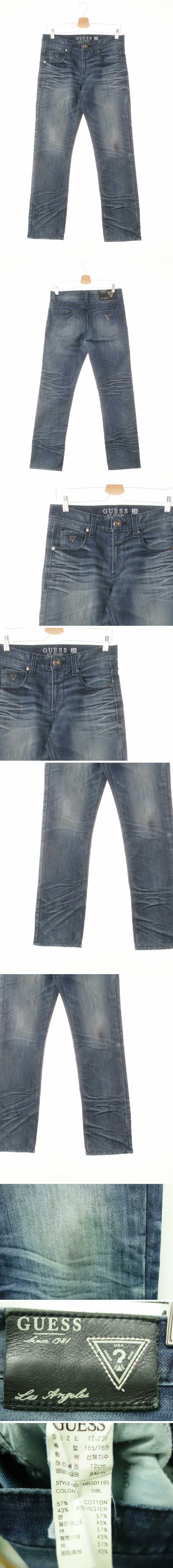 Guess 주름워싱슬림배기진 Guess 진청 데님 주름워싱슬림배기진