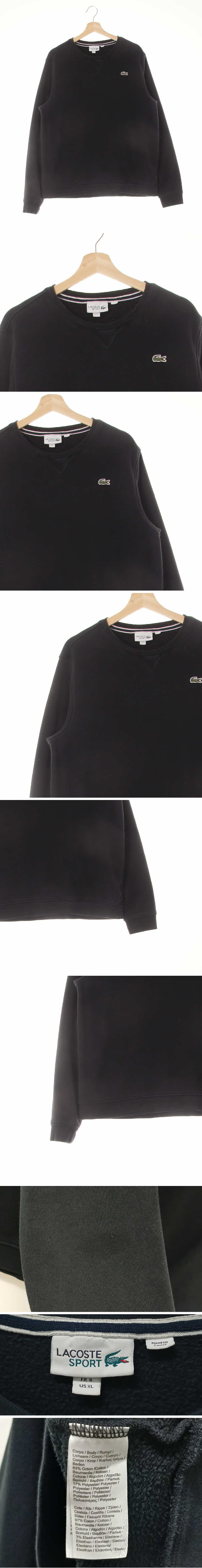라코스테스포츠 악어패치스웨트셔츠 라코스테스포츠 블랙 면혼방 악어패치스웨트셔츠