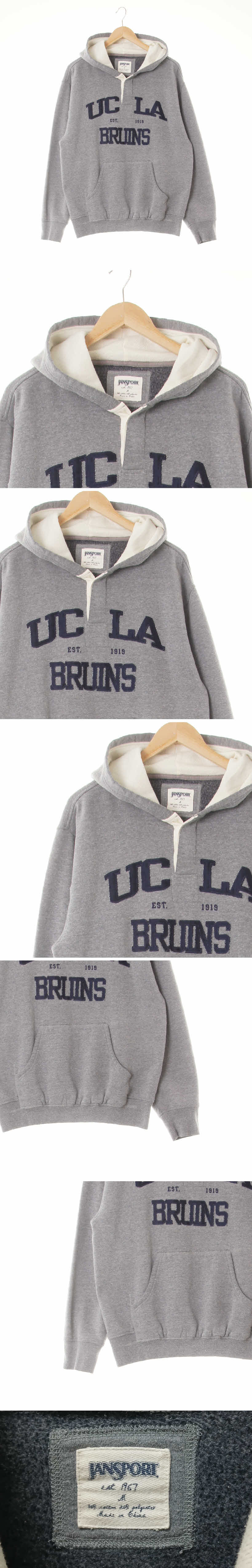 잔스포츠 그레이 면혼방 UCLA빈티지후드티