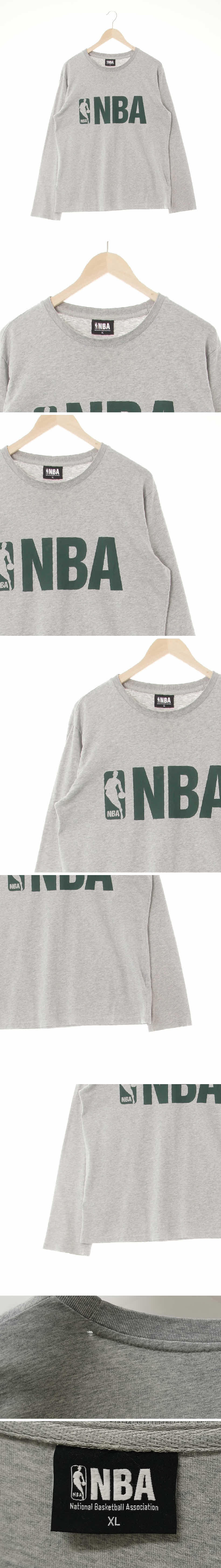 NBA 볼드로고크루넥티셔츠 NBA 멜란지그레이 프린팅 면혼방 볼드로고크루넥티셔츠