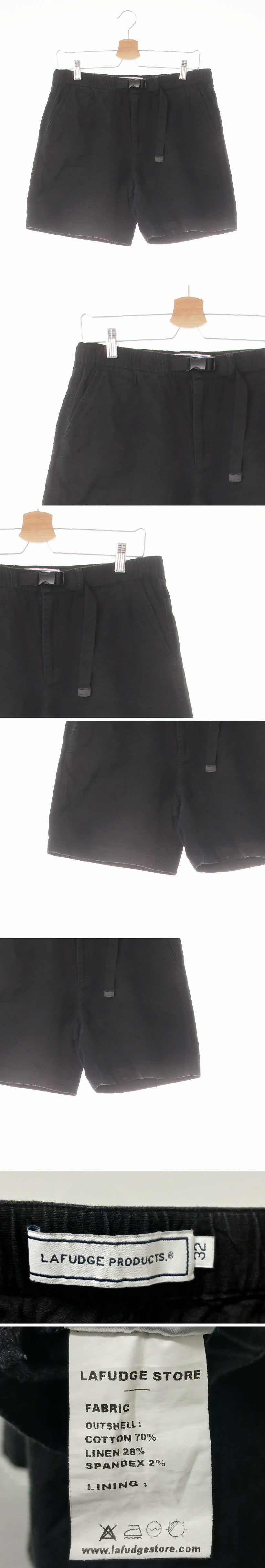 라퍼지스토어 벨티드하프팬츠 라퍼지스토어 블랙 면혼방 벨티드하프팬츠