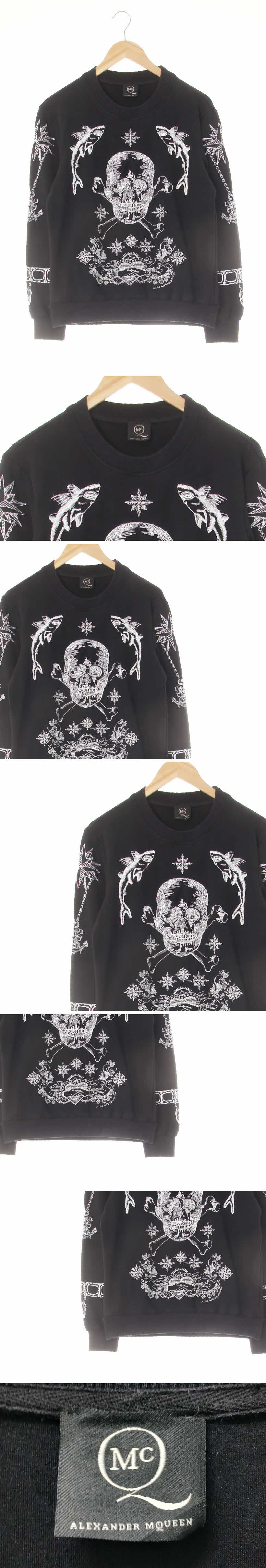 alexandermcqueen 해골자수맨투맨 alexandermcqueen 블랙 상어자수패턴 면혼방 해골자수맨투맨
