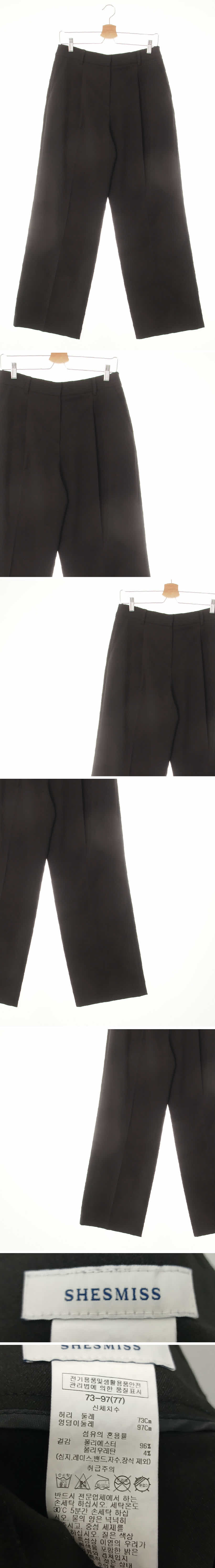 쉬즈미스 블랙 핀턱세미와이드정장팬츠