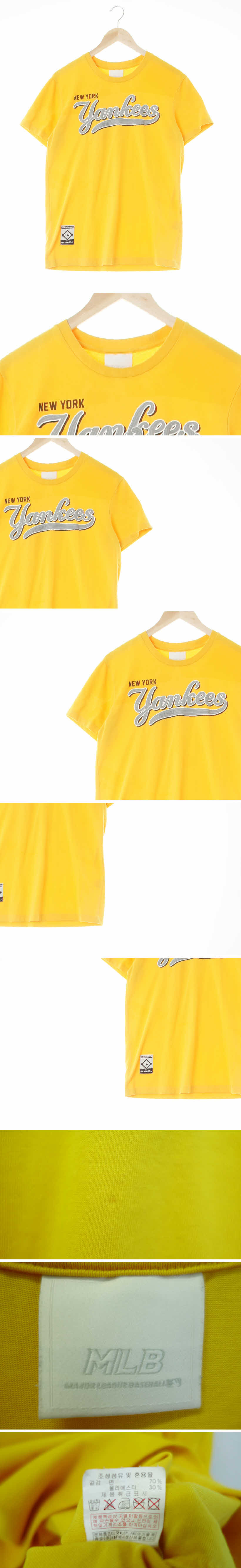 MLB 옐로우 면혼방 뉴욕양키즈라운드반팔티