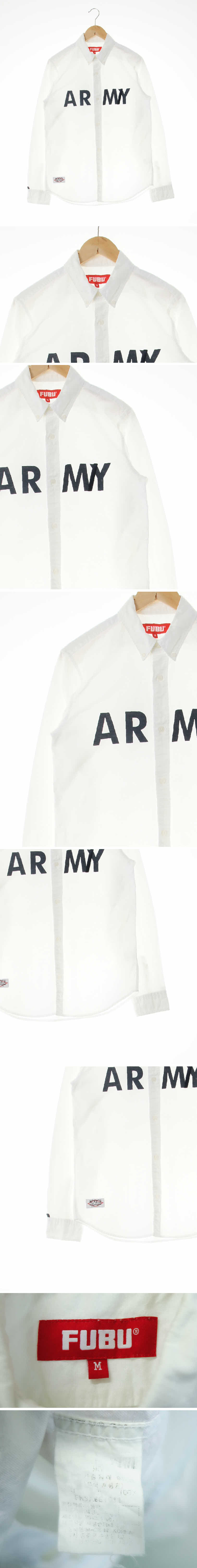 fubu ARMY긴소매옥스포드셔츠 fubu 화이트 프린팅 면 ARMY긴소매옥스포드셔츠