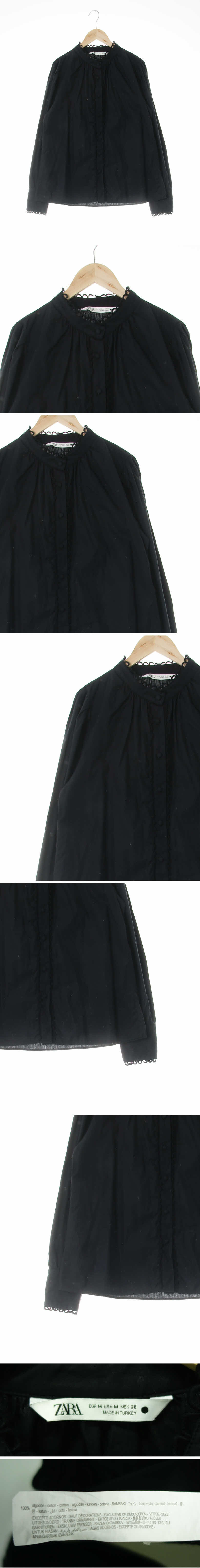 자라 콩버튼핀턱수술셔츠 자라 블랙 면 콩버튼핀턱수술셔츠