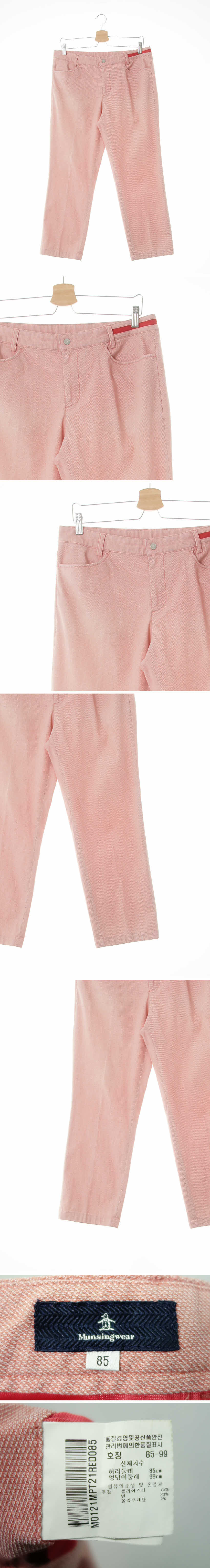 먼싱웨어 스트레치일자팬츠 먼싱웨어 오렌지 체크 면혼방 스트레치일자팬츠