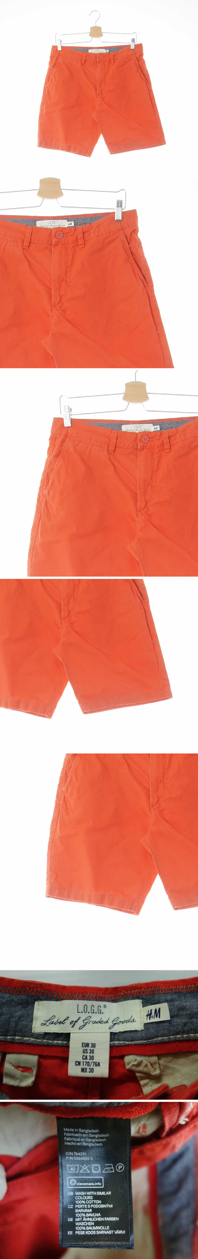 h&m 다홍색 면 치노반바지