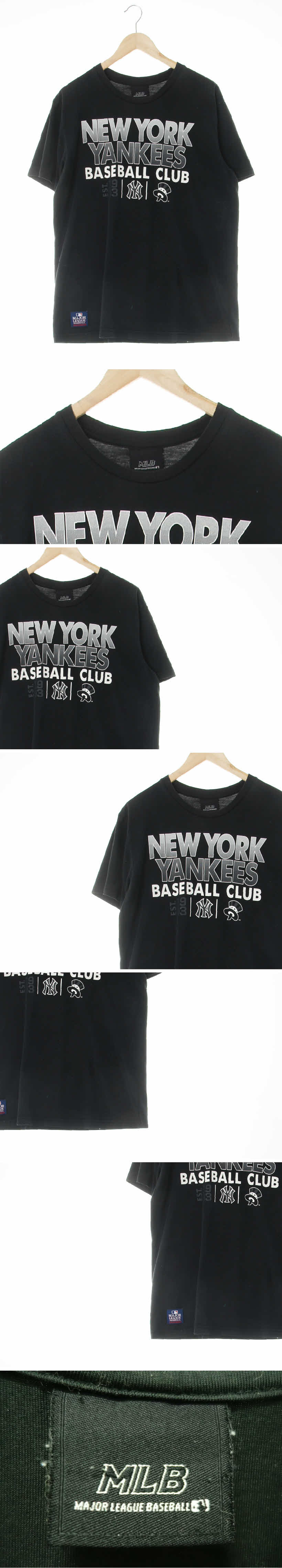 MLB 뉴욕양키즈베이스볼클럽라운드반팔티 MLB 블랙 면혼방 뉴욕양키즈베이스볼클럽라운드반팔티