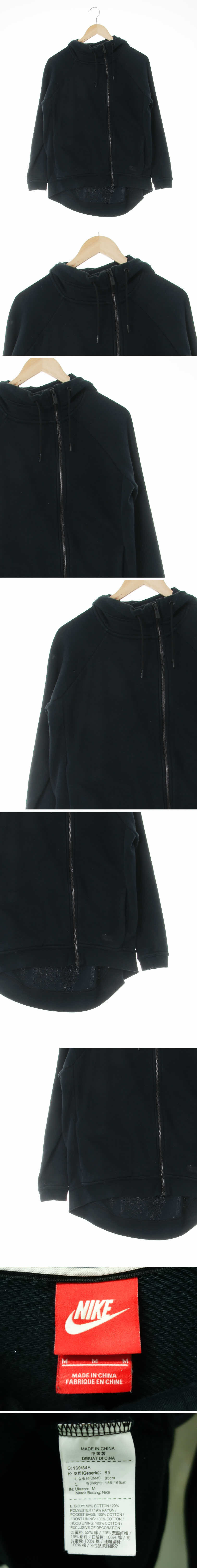 나이키 하이넥후드사이드집업 나이키 블랙 면혼방 하이넥후드사이드집업