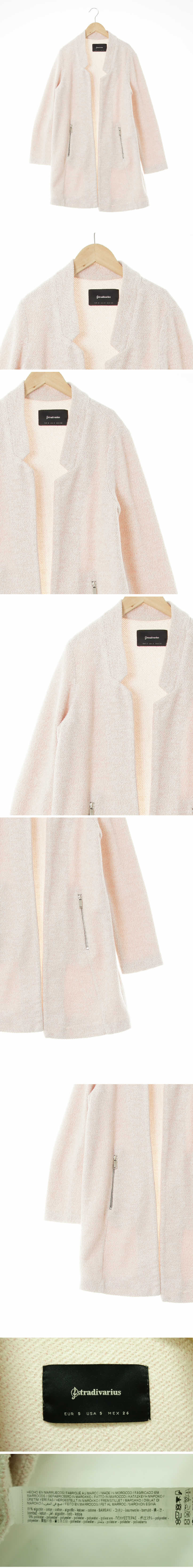 stradivarius 파스텔핑크 면혼방 보카시트윌오픈코트