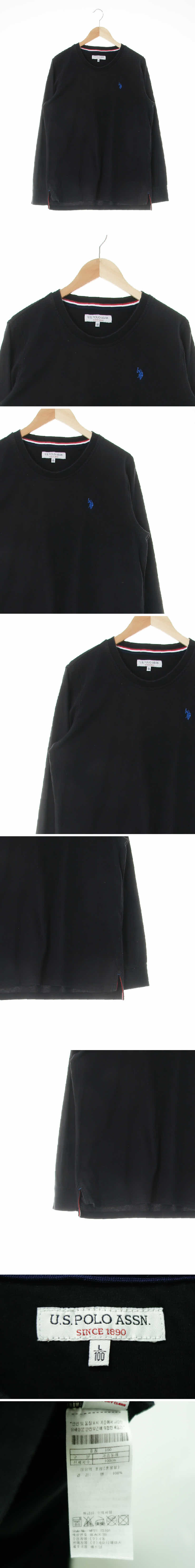 uspoloassn 블랙 면 자수라운드시보리티